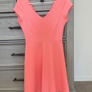 Elegant Coral V-Neck Dress
